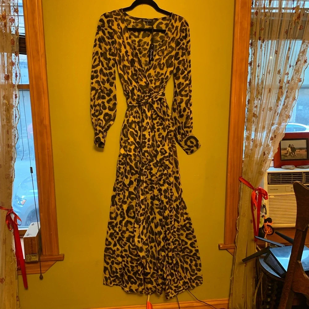 Leopard Maxi Dress w 2 Front Slits - Picture 4 of 5